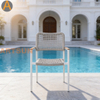 Nouveau design haut de gamme empilable pour patio extérieur, tissage de cordes de jardin, garantie résistante aux intempéries, chaise de salle à manger pour complexe hôtelier, villa, restaurant, hospitalité au bord de la piscine