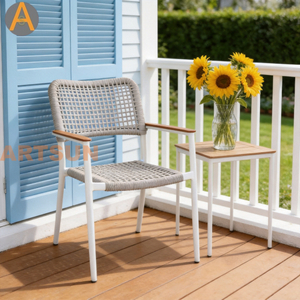 Nouveau design haut de gamme empilable pour patio extérieur, tissage de cordes de jardin, garantie résistante aux intempéries, chaise de salle à manger pour complexe hôtelier, villa, restaurant, hospitalité au bord de la piscine